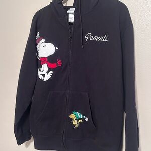 Peanuts Black Hoodie with Red and Yellow Accents